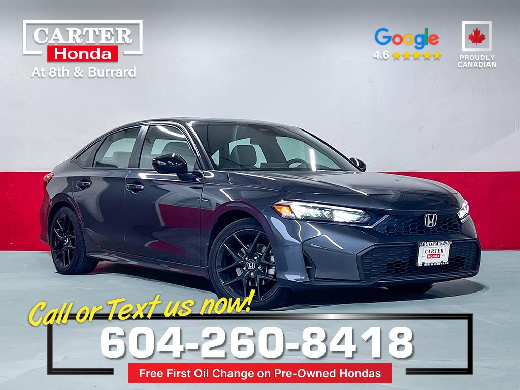 Gray (Meteoroid Grey Metallic) 2025 Honda Civic Hybrid Sedan Front-Wheel Drive Automatic